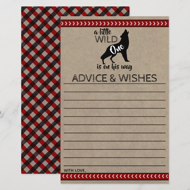 Papier Wild One Boys Baby shower Conseils et souhaits (Devant / Derrière)