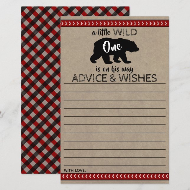 Papier Wild One Boys Baby shower Conseils et souhaits (Devant / Derrière)
