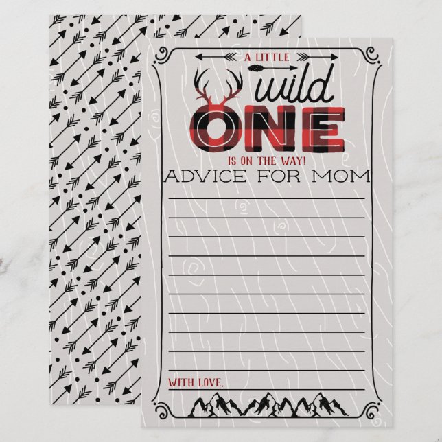 Papier Wild One Boys Rustic Plaid Lumberjack Conseil bébé (Devant / Derrière)