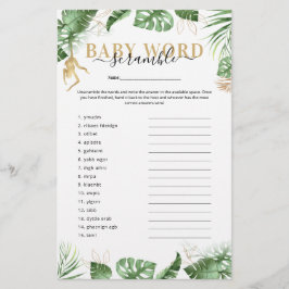 Papier Wild One Jungle 'Word Scramble' Jeu Baby shower