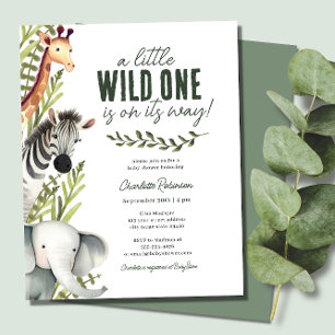 Papier Wild One Safari Animaux Budget Baby shower Invitat