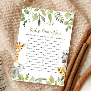Papier Wild One Safari Baby shower Baby Name Race Jeu