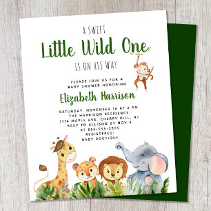 Papier Wild One Safari bébé garçon douche Invitation
