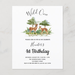 Papier Wild Un anniversaire forêt animaux invitation