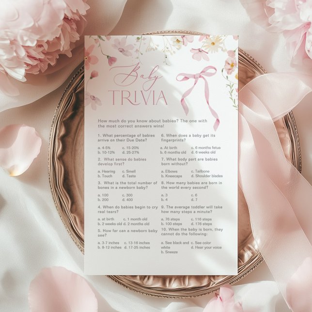 Papier Wildflower Pink Whimsical Bow Baby Trivia (Créateur téléchargé)