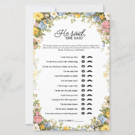 Papier Wildflower Tea Party He Said She Said Bridal Game
