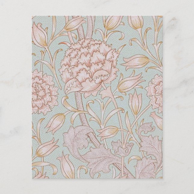 Papier William Morris, Élégante Tulipes Roses Sauvages Bl (Devant)