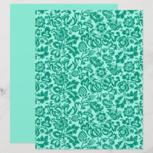 Papier William Morris Floral Damask, Turquoise et Aqua