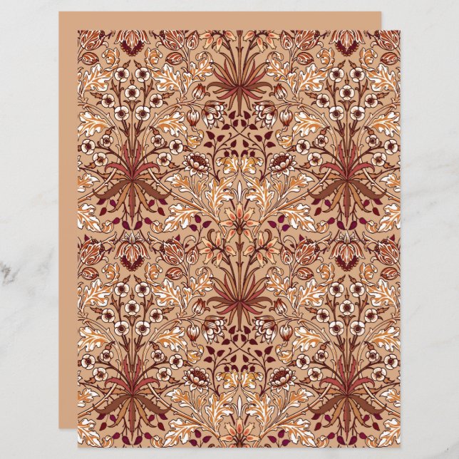 Papier William Morris Hyacinth Print, Brown et Beige (Devant / Derrière)
