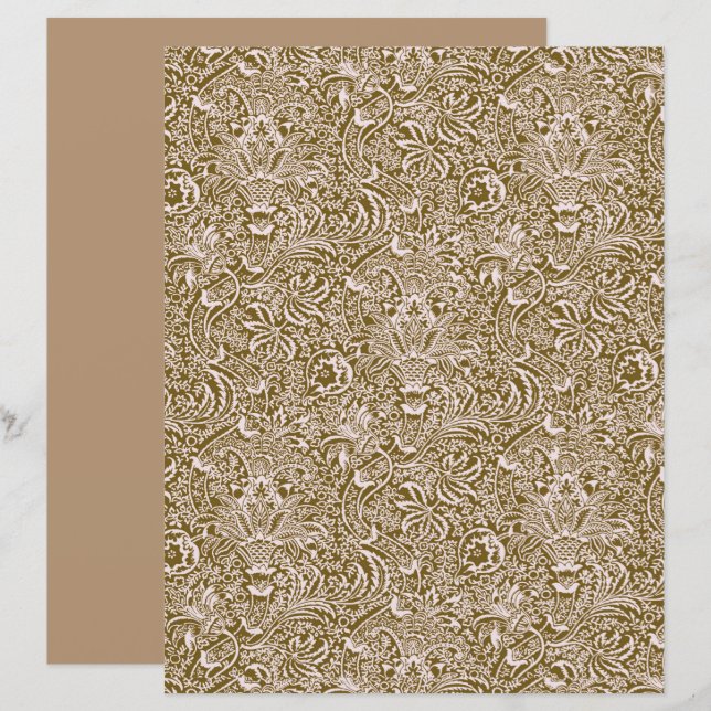 Papier William Morris Indian, Taupe Tan et Beige (Devant / Derrière)