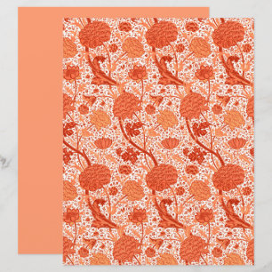 Papier William Morris Jacobean Floral, Coral Orange