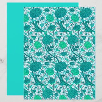 Papier William Morris Jacobean Floral, Turquoise