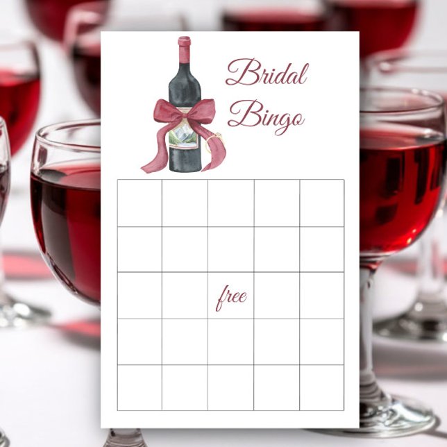 Papier Wine and Bow Bridal shower bingo game (Créateur téléchargé)
