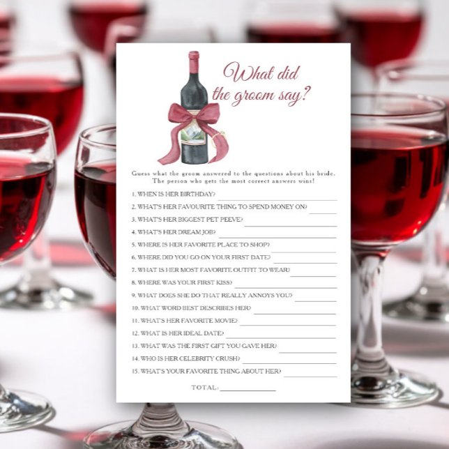 Papier Wine Bridal shower What did the groom say  (Créateur téléchargé)