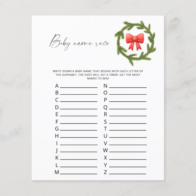 Papier Winter Baby jeu de course de nom (Devant)