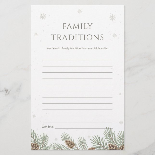 Papier Winter Baby Shower Family Traditions Game (Devant)