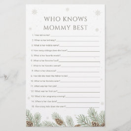 Papier Winter Baby Shower Who Knows Mommy Best Game