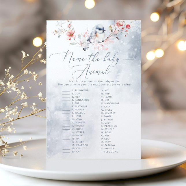 Papier Winter blue nom du bébé animaux baby shower jeu (Créateur téléchargé)