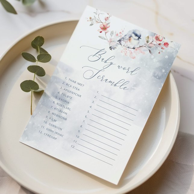 Papier Winter Dusty Blue Baby Word Scramble jeu (Créateur téléchargé)