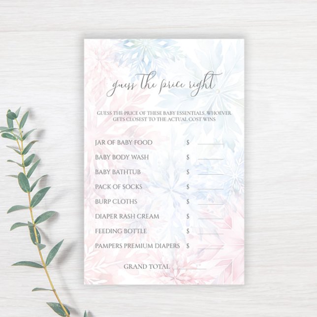 Papier Winter Pink Blue Snowflake Devinez Le Prix Jeu (Créateur téléchargé)