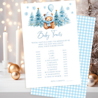Papier Winter Teddy Bear Scarf Baby Boy Shower Trait Game