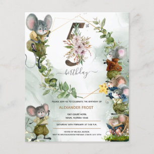 Papier Winter Wild Mice 5e Anniversaire Fête Invitation