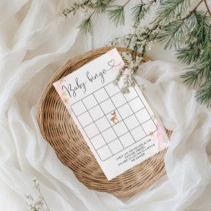 Papier Winter Woodland Girl Baby shower Bingo Jeu