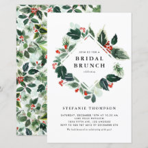 Winterberry Holly Greenery Invitation de Brunch nu