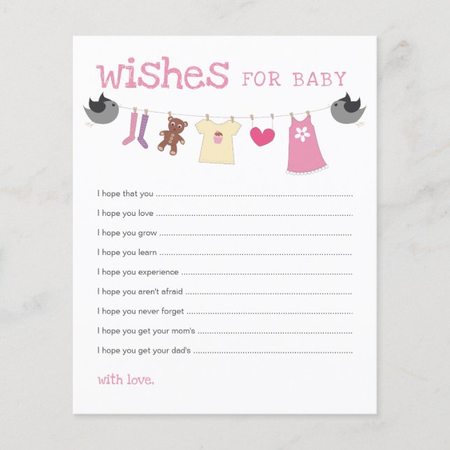 Papier Wish for Baby Baby shower Clothesline Conseils Car (Devant)