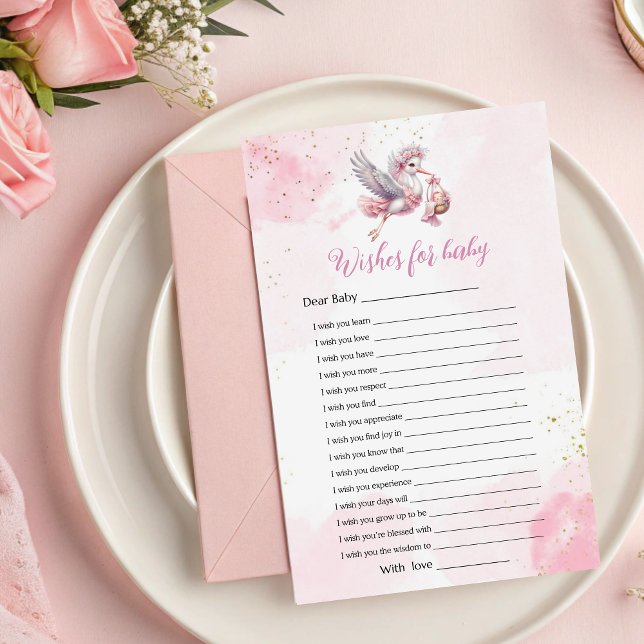Papier Wishes for Baby Stork Girl Shower Game (Créateur téléchargé)