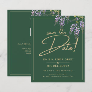 Papier WISTERIA DE BUDGET Or Vert SAUVER LA DATE