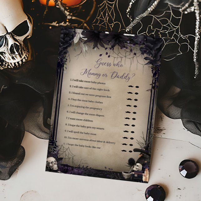 Papier Witchy Gothic Guess who maman ou papa jeu (Witchy Baby Shower Guess who Mommy or Daddy Game)