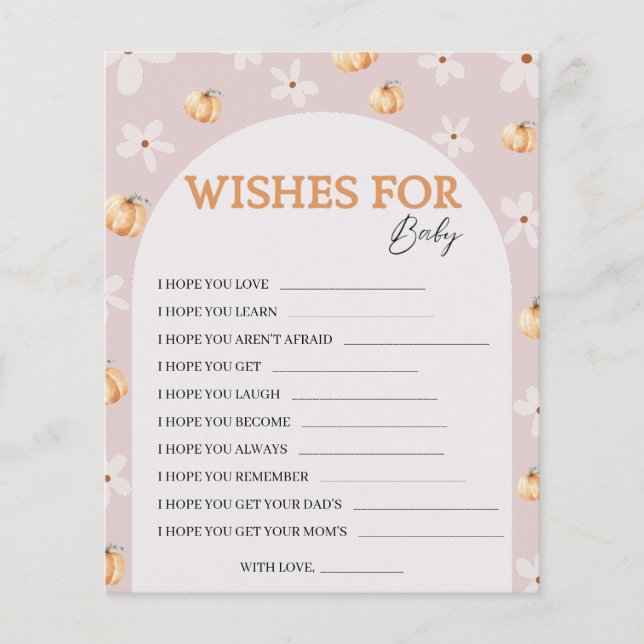 Papier Wives for Baby Fall Baby shower Game Card (Devant)