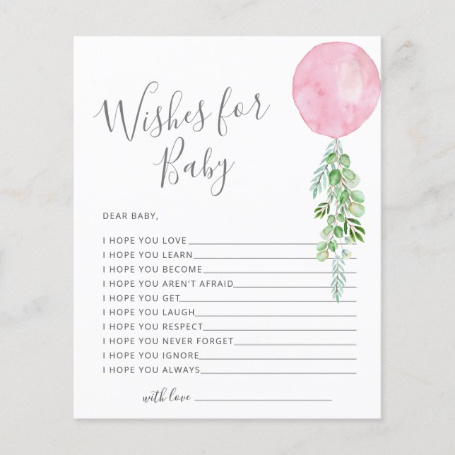 Papier Wives for Baby Pink Balloon Baby shower jeu (Devant)
