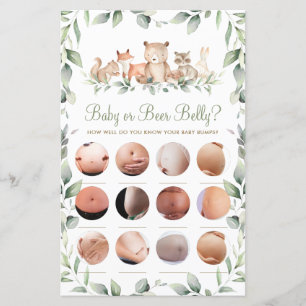 Papier Woodland Animal amusant Douche bébé ou bière Belly