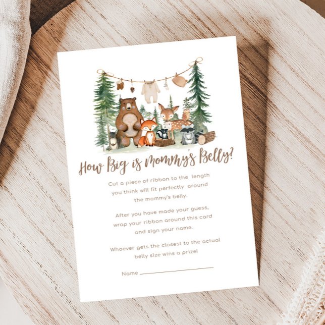 Papier Woodland Animals Baby Shower How Big Is Game (Woodland Animals Adventure Awaits Rustic Baby Shower Game)