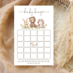 Papier Woodland Animaux Baby shower Jeu de Bingo