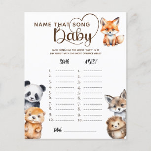 Papier Woodland Animaux Nom Baby shower Ce Jeu De Chanson