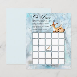 Papier Woodland Animaux Winter Boy Baby shower Bingo Card