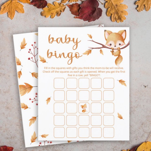 Papier Woodland Autumn Baby Fox baby bingo jeu (Créateur téléchargé)