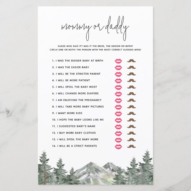 Papier Woodland Baby shower Devine Qui A Dit Que C'Était  (Devant)