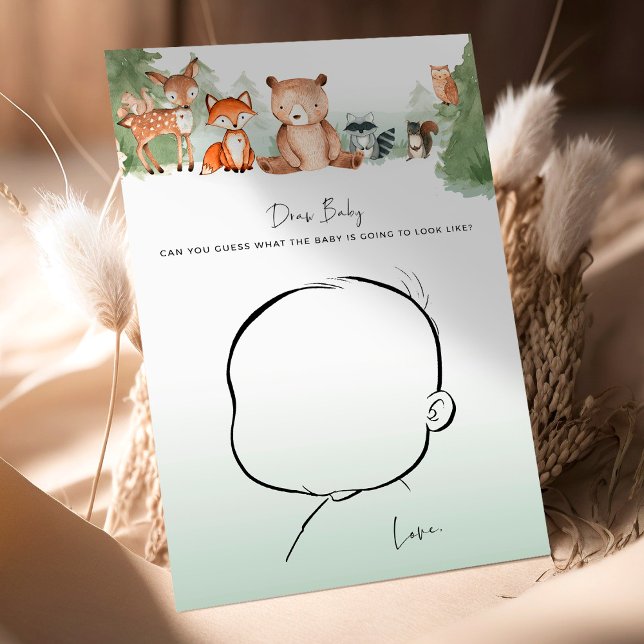 Papier Woodland Baby shower Jeu Draw Baby! (Créateur téléchargé)