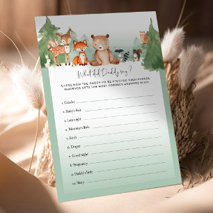 Papier Woodland Baby shower Jeu Qu'A Dit Papa ?