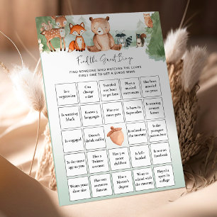 Papier Woodland Baby shower Jeu Trouvez Le Bingo Invité