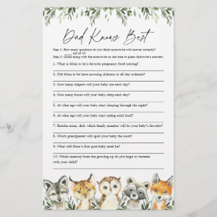 Papier Woodland Baby shower Papa connaît le meilleur jeu