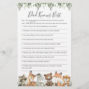 Papier Woodland Baby shower Papa connaît le meilleur jeu