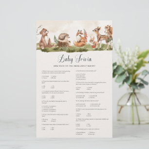 Papier Woodland Baby Trivia Baby shower Jeu