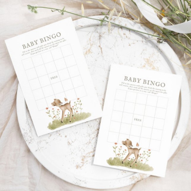 Papier Woodland Forest Baby shower Cerf Baby Bingo Jeu (Créateur téléchargé)