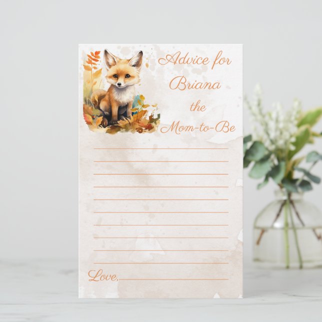 Papier Woodland Fox mignonne Baby shower jeu Conseils pou (Debout devant)