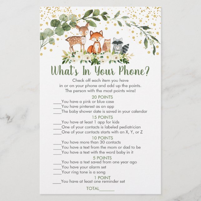 Papier Woodland Green What's In Your Phone Game (Devant)